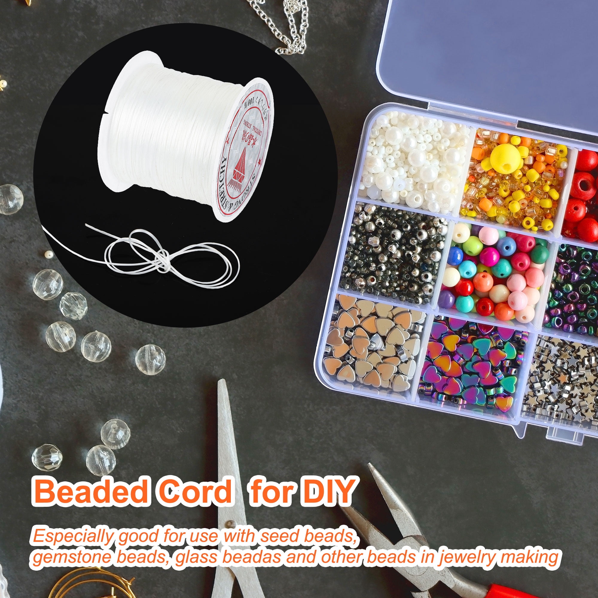 Unique Bargains Jewelry Bracelet Stretchy Elastic Thread Beading String Cord White 10 M