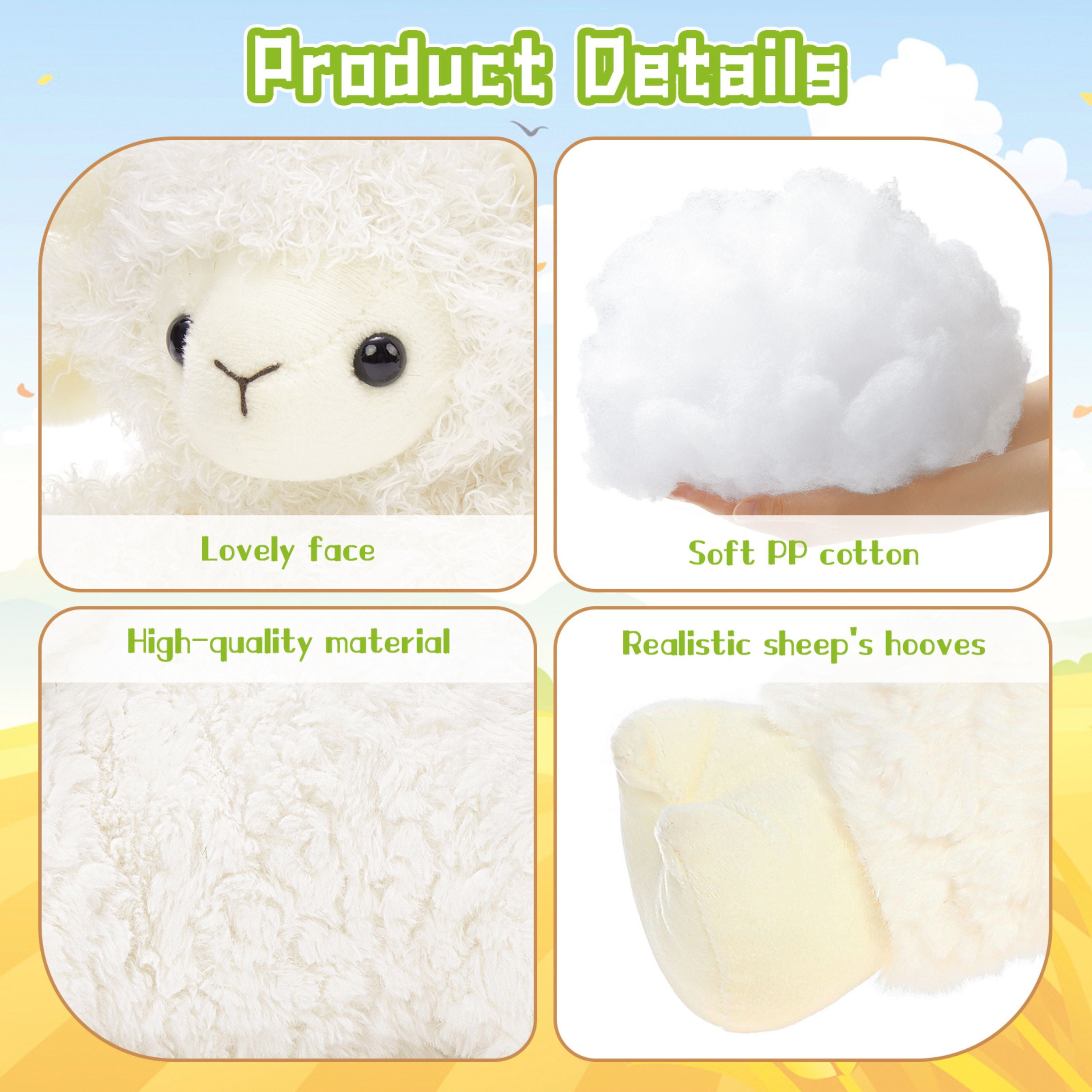 Tezituor 5Pcs Sheep Stuffed Animal 20'' Giant Lamb Plush with 4 Babies Plush Toy