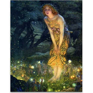 Fairy Painting Neoclassical Art Print - Midsummer Eve by Edward Robert Hughes - 11x14 Unframed Print - Perfect Vintage Home Decor and Great Gift for Those That Believe In Fairies a Pixie Dust