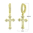 thumbnail image 4 of My Daily Styles Womens 925 Sterling Silver Hoop Huggie Earrings with Dangling Cross Sparkling Cubic Zirconia (Yellow), 4 of 5