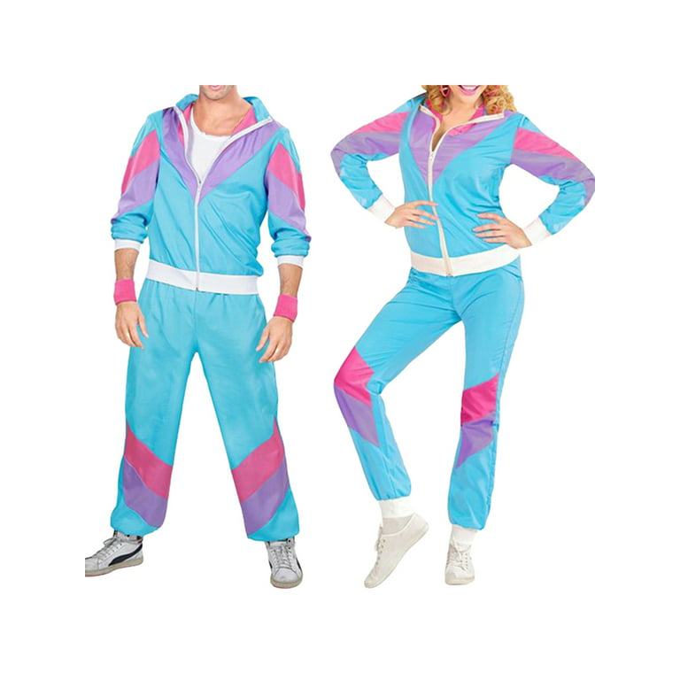 Hallowcoss 80s Tracksuit 80s Costumes for Women Men-1980s Retro Tracksuit  Jacket Hip Hop Costumes Disco Windbreaker Costume : : Clothing