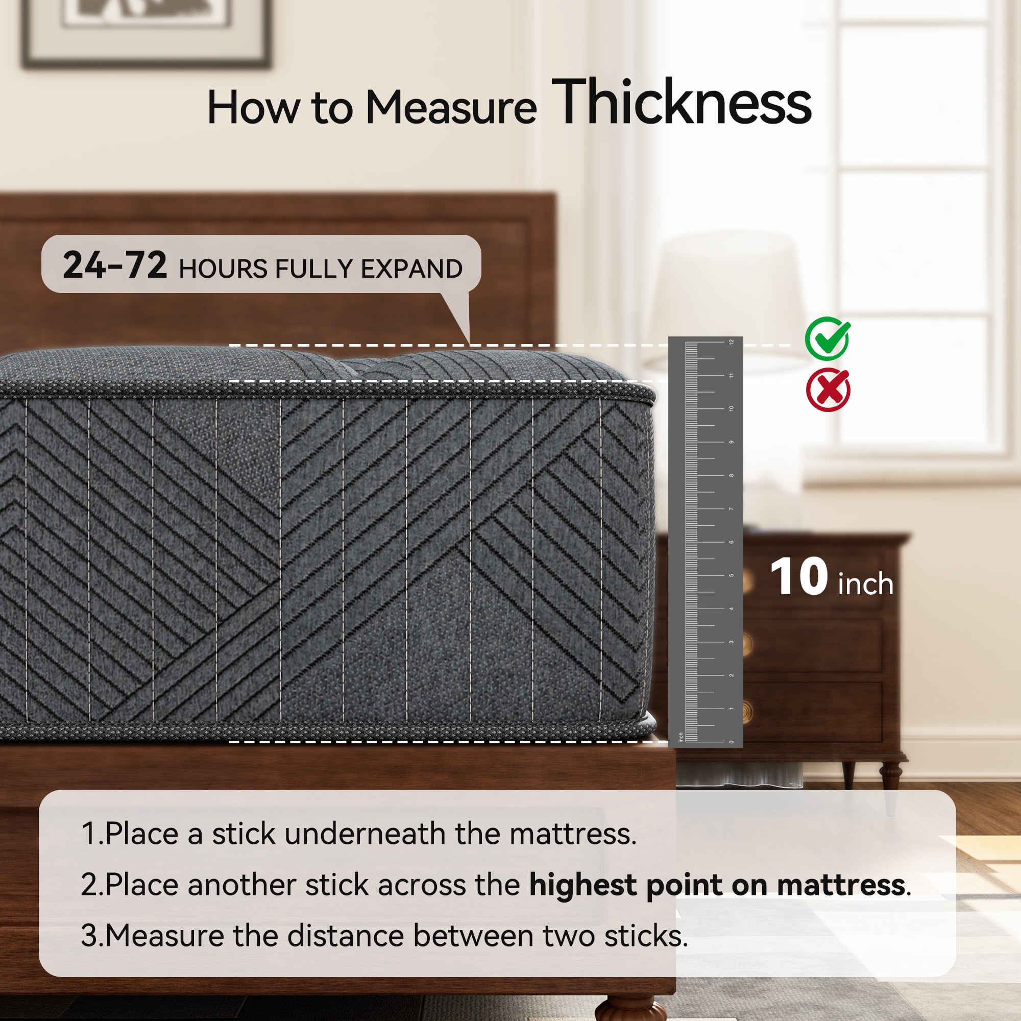 Queen Mattress,Babo Care 10 Inch Hybrid Mattress with Gel Memory Foam, Medium Firm Mattresses in a Box, Queen Size Mattress with Anti-dust mites