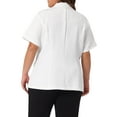 thumbnail image 4 of DARING DIVA Women's Plus Casual Blazers Short Sleeve Notched Lapel Blazer White 1X, 4 of 6