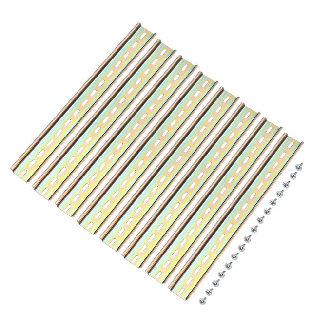 Unique Bargains DIN Rail Slotted Iron Mounting Guide 12 Inch x 1.4 Inch x 0.3 Inch Iridescent 8 Pcs