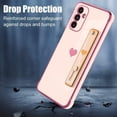thumbnail image 3 of Compatible with Samsung Galaxy A13 5G Case Love Heart Plating Wristband Luxury Elegant Case Camera Protector Soft TPU Kickstand Protective Corner Back Cover Galaxy A13 5G Case -Pink, 3 of 11