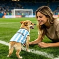thumbnail image 5 of FENGGHAO Blue and White Argentina Dog Soccer Jersey, Breathable Pet Sportswear with Striped Design, Loose Fit Athletic Shirt for Dogs and Cats, 5 of 6