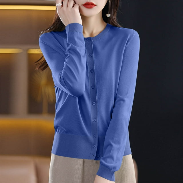 Amzcrzy Cardigans pour Femmes Mode Décontractée Couleur Unie Manches Longues Cardigan Vestes pour Femmes Hauts à Manches Longues Vestes Vêtements pour Femmes Hauts pour Femmes