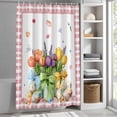 thumbnail image 6 of Spring Easter Small Stall Shower Curtain, Waterproof Shower Curtains for Bathroom, Colorful Tulip Floral Eggs Pink Plaid Washable Fabric Bath Curtain for Bathtub Decoration with Hooks 36x78 Inches, 6 of 9