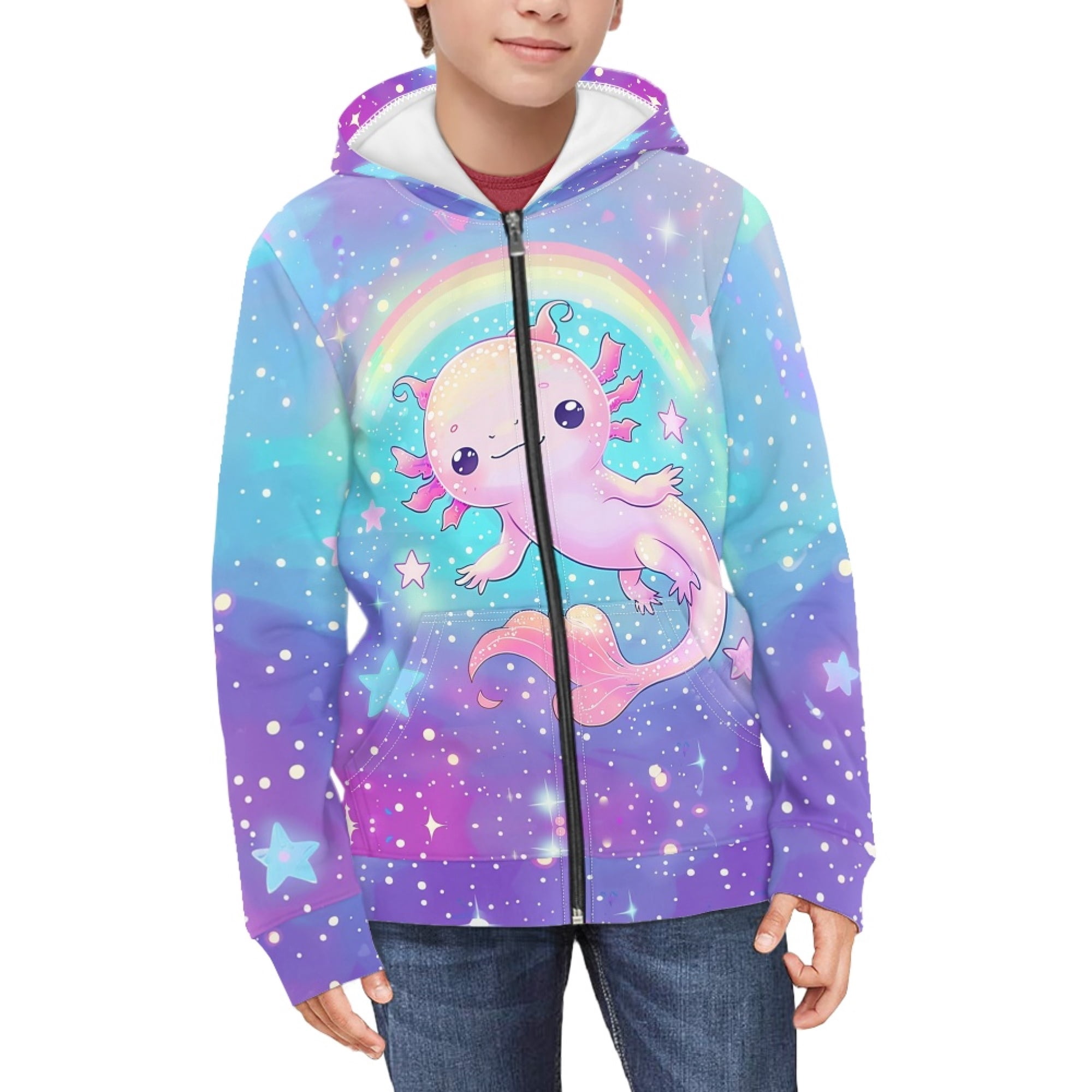 DISNIMO Axolotl Hoodie for Girls Rainbow Hoodie Kids Galaxy Hoodie for Girls 6-7 Hoodies Sweatshirt Boys Hooded Sweatshirts Zip Hoodie Girls Jacket Hoodie Kids Long Sleeve Hoodies Cloth Children