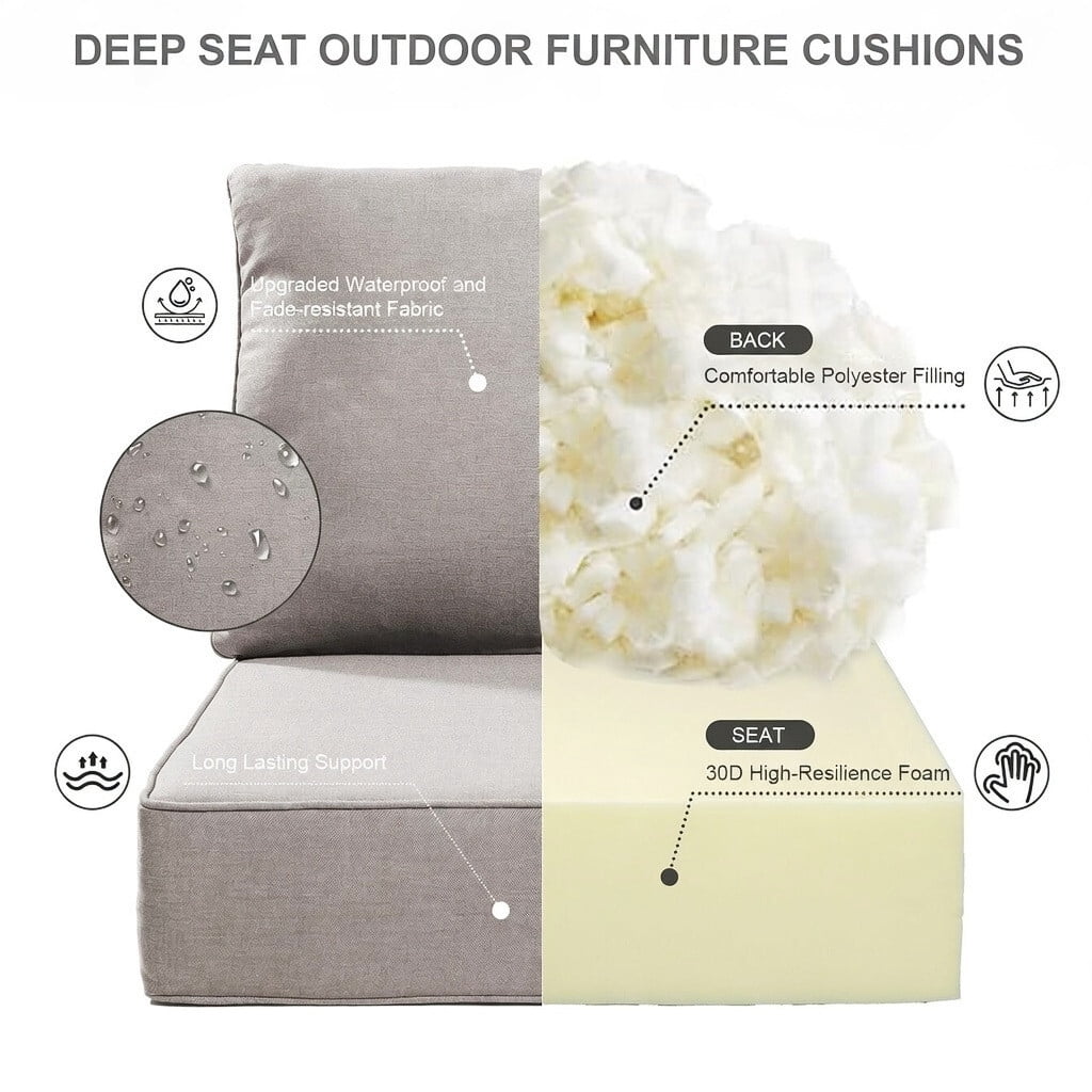 Bellefurn Outdoor Deep Seat Cushion 24 X 24 X 6 inch for Patio Furniture,Outdoor Chair Cushions Waterproof & Fade Resistant Patio Furniture Cushions for Wicker Chair, Sofa, Couch