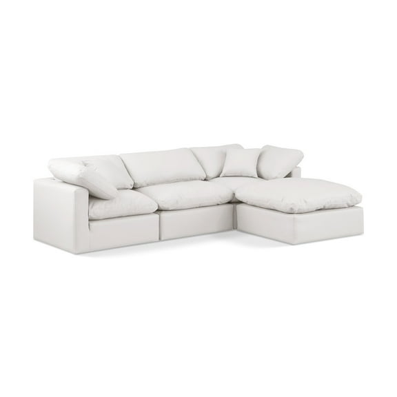 Meridian Furniture Indulge 94" Vegan Leather L-Shaped Modular Sectional in Cream