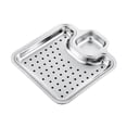 thumbnail image 1 of Bandeja contenedor para condimentos, recipiente para aperitivos, utensilios para hornear, bandeja Plato de frutas, servidor de comida frita para asar Plata con filtro, 1 of 8