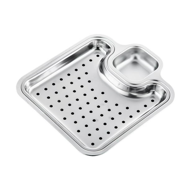 Plato para carne asada, bandeja para condimentos, accesorios para freidora, bandeja para hornear de acero inoxidable, plato de inmersión, servidor de Plata con filtro