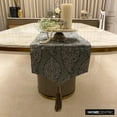 thumbnail image 4 of Decorative Grey Table Runner 6 - 8 Seater Table Runner (14 x 90 inch), Beaded & Tassels Table Runner, Silk fabric Table Linen, Paisley Pattern Contemporary Style - Celestial Paisley, 4 of 10