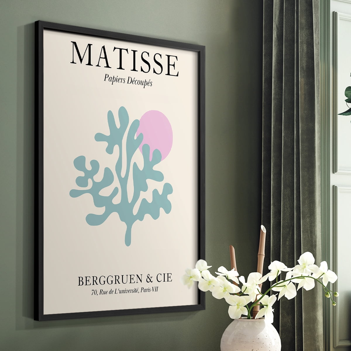 Matisse DV Framed Print in Black Solid Wood Framed Print No Nail Hanging