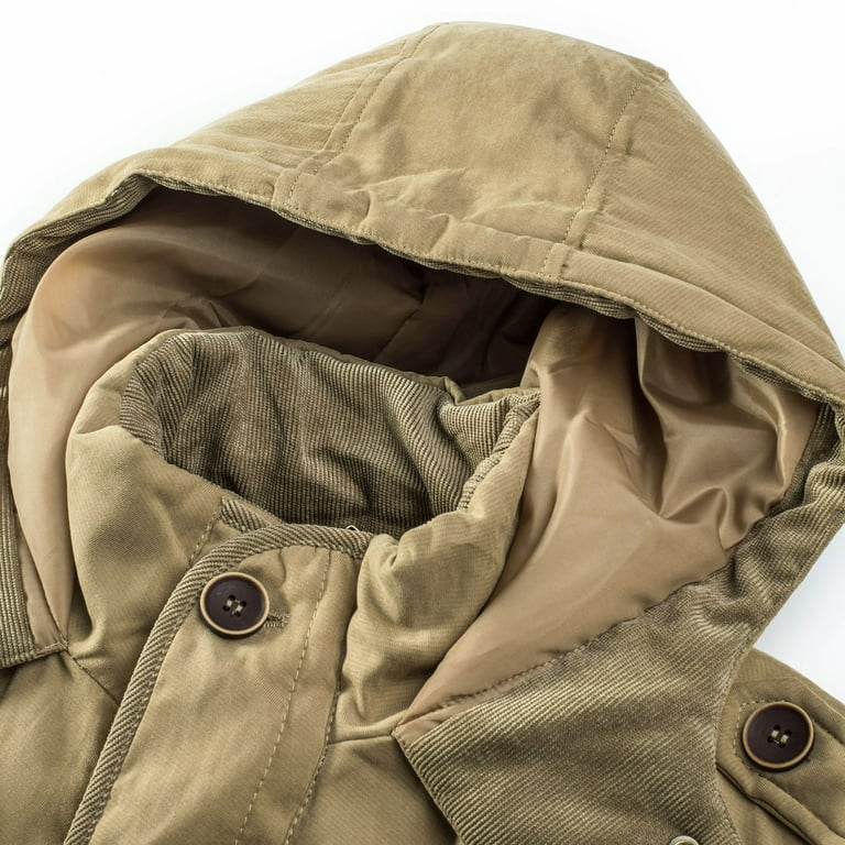 WREESH Mens Cargo Jacket Fleece Cotton Military Jackets Mid Length