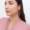 thumbnail image 5 of BERRICLE Sterling Silver Cubic Zirconia CZ Large Fashion Inside-Out Hoop Earrings for Women 2.5 inch, Rhodium Plated, 5 of 6