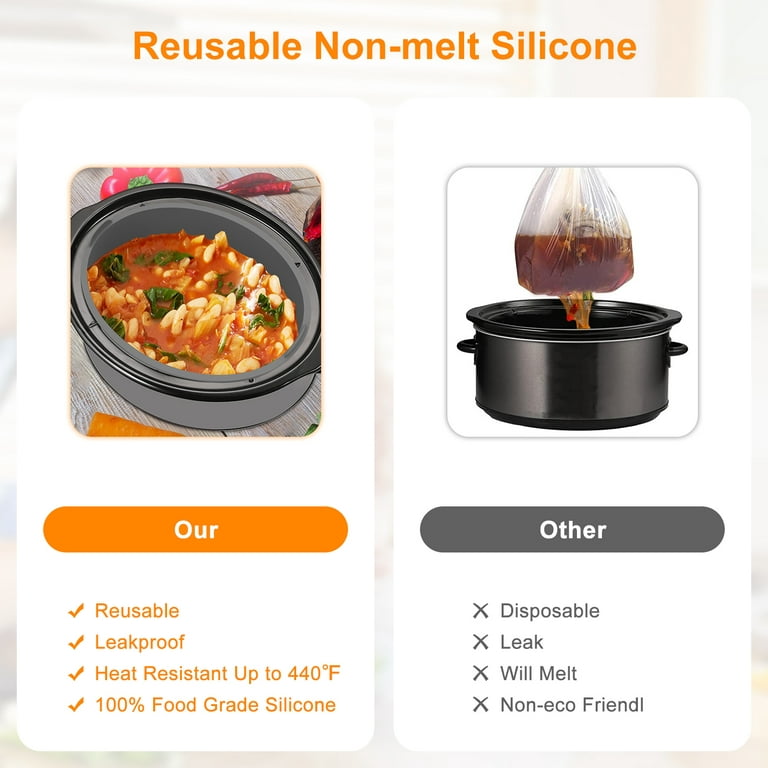 Gorware Silicone Slow Cooker Liner for 7-8qt Pot Slow Cooker Silicone Insert Leakproof Heat Resistant Dishwasher Safe Silicone Cooking Liner, Size: 25