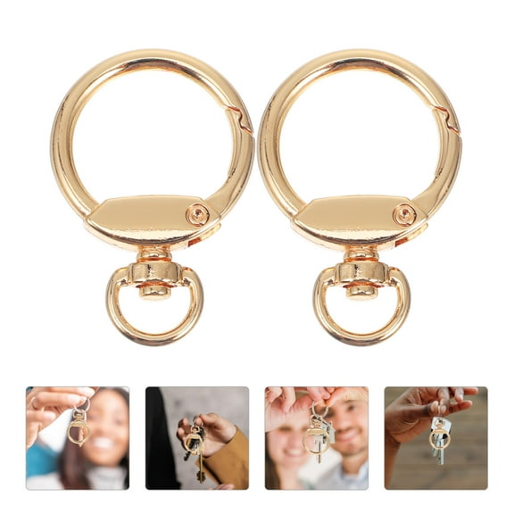 Clispeed 12Pcs Gold Alloy Keychain Rings Round Carabiner Clip Lightweight for Key Organizing and DIY