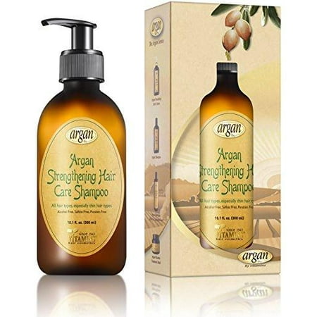 Hair Strengthening Argan Shampoo - Exclusive Herbal Oils Blend - Daily Moroccan Sulfate & Paraben Free Shampoo 10.1 oz to Strengthen & Promote Healthy