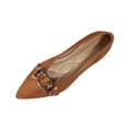 thumbnail image 2 of BRGZLK Women's Loafers Summer Plus Size Casual Versatile Breathable Comfortable Metal Chain Pointed Flat Shoes Soft Sole Slip-On Flats for Women Brown 6.5, 2 of 5