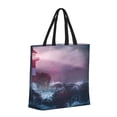 thumbnail image 2 of Naloa lighthouse Waves Torrential Rain Tote Bag for Women, Foldable Tote Bag With Zipper, Large Shoulder Bag, Top Handle Handbag for Travel, Work, Shopping, 2 of 9