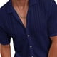 thumbnail image 3 of Mens Casual Manga Corta Botón Abajo Camisas de Color Sólido de Punto Girado Cuello Blusa, los Hombres de Manga Corta Botón Arriba Camisa para Primavera Verano, 3 of 5