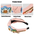 thumbnail image 3 of Bling Rhinestone Diadema Vintage Flores Rhinestone Rosa Franela Diadema de borde ancho para mujer 4.92 "x1.77", 3 of 7