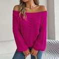 thumbnail image 2 of UJNDER Women Casual Sweater Off Shoulder Neck Sleeve Knitted Pullover Sweaters for Women Red M, 2 of 3
