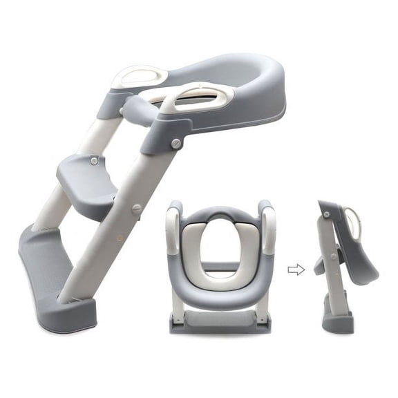 HTTMT- Gray Toddler Potty Training Seat Ladder Step Toilet Girl Chair Infant Kids Bathroom Trainer P/N: ET-BABY002-GRAY