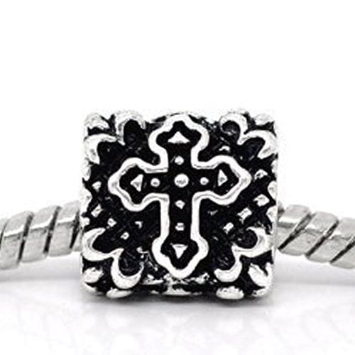 Cross Charm European Bead Compatible for Most European Snake Chain Bracelet