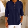 thumbnail image 2 of Msgweeeg Long Sleeve Shirts Fashion Button Down V Neck Fall Womens Clothes Solid Color Corduroy Loose Fit Fall Top for Shopping and City Stroll, 2 of 8