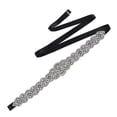 thumbnail image 2 of Walbest Jeweled Bridal Belt Applique Rhinestone Wedding Belt Sash with Satin Ribbon, for Party Prom Evening Dresses Gown Black, 2 of 7