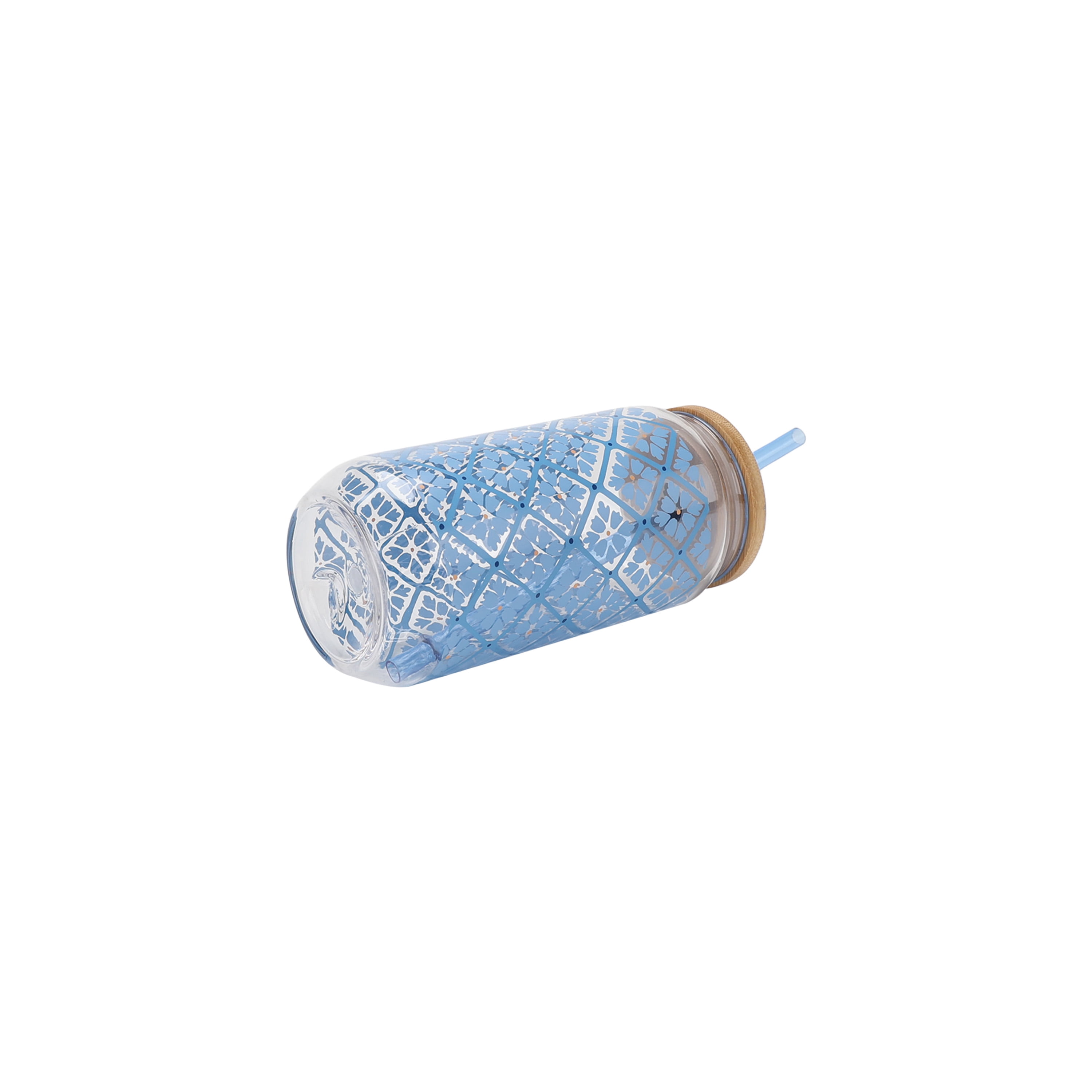 Mainstays by Becky G. & Alejandra 20-Ounce Acrylic Can Shape Tumbler, Blue Tile Pattern