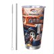 thumbnail image 1 of Taza térmica duradera de acero inoxidable 304 con tapa y pajita, temática del equipo de fútbol de los Broncos, taza térmica de acero inoxidable de 20 oz, taza para automóvil, adecuada para bebidas, 1 of 8