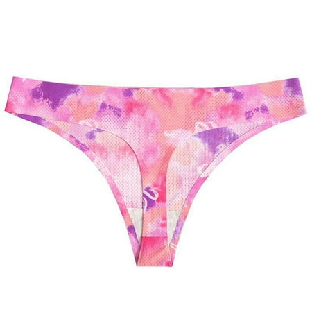 Lroveb Seamless Thongs for Women Breathable Print Ladies Thong Panty Underwear