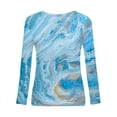thumbnail image 5 of IROINNID Reduced Womens Long Sleeve Tops Printed Loose T-shirt Blouse Round Neck Lounge Tops,Light Blue, 5 of 5