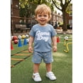 thumbnail image 6 of BemeyourBBs Toddler Baby Boy Game Day Football Outfit Infant Baby Boys Summer Clothes 6 12 18 24 Months 2 3 4 Years Short Sleeve Soccer Letters Print T Shirt Tops with Pockets Shorts 2Pcs Set, 6 of 9