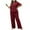 Wine, variant on Women's Plus Size Pajama Sets Button down Short Sleeve Shirts with Long Pants Sleepwear Loungewear Xl to 4Xl