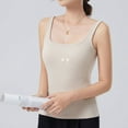 thumbnail image 4 of SwiftWear Women's Square Neck Tank Tops Built-in Bra Summer Lightweight Sleeveless Casual Sleepwear Knit Layering Tank Top​, Beige, 4 of 8