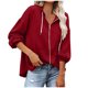 thumbnail image 2 of Pntutb Moda Mujer Cremallera Cuello en V Jersey tops Blusa de manga larga con capucha Sudadera Pntutb Pntutb-2982, 2 of 7