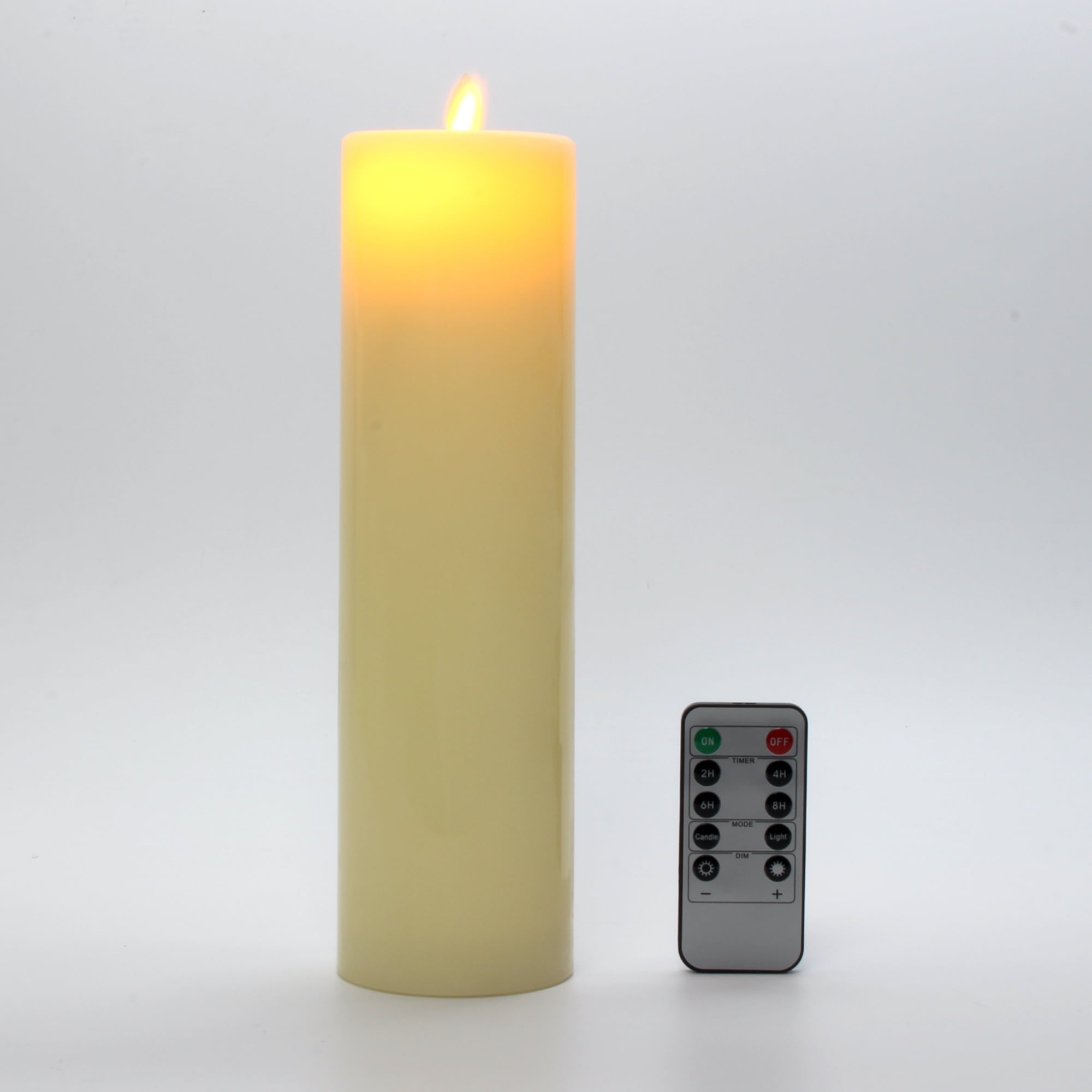 Flameless Candles with Flat Top, Diameter 7.5cm, 3" Diameter,Real Wax Not Plastic Pillars, Include Realistic Dancing LED Flames and 10-Key Remote Control with 2/4/6/8-hours Timer Function