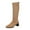 Khaki 2, variant on Wensltd Black Mid Calf Boots for Women Chunky Round Toe Leather Boots Low Block Heel Tall Boots Zipper