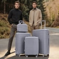 thumbnail image 3 of S-HOME Waterproof 4-piece Luggage Set 20, 24, 28 Inch Sizes with 14 Inch Cosmetic Case Iron Pull Rod And Combination Lock for Efficient Travel Organization, Light Gray, 3 of 21