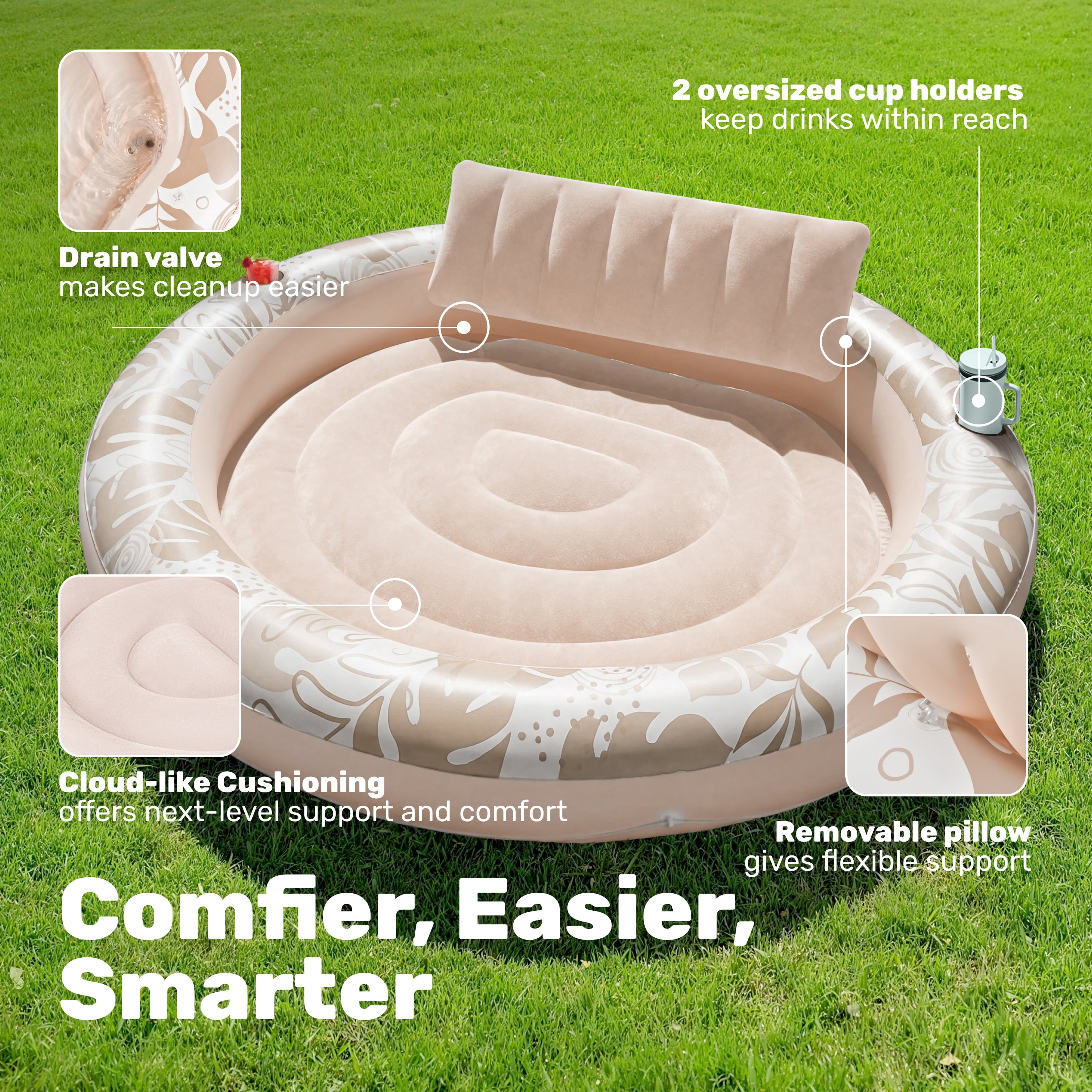SLOOSH Round Fabric Tanning Pool (Champagne)