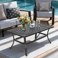 thumbnail image 3 of MEETWARM Outdoor Coffee Table, All-Weather Cast Aluminum 42" Rectangle Patio Coffee Table, 220 LBS Heavy Duty Patio Side Table for Balcony Poolside Deck Garden & Indoor Use, Dark Bronze, 3 of 7