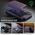 thumbnail image 2 of Allytechgroup 2 In 1 Wallet Case for Apple iPhone 16, Compatible with Mag-safe Detachable 7 Cards Holder RFID Blocking Shockproof Premium PU Leather Phone Case Cover for Women Men, Purple, 2 of 10