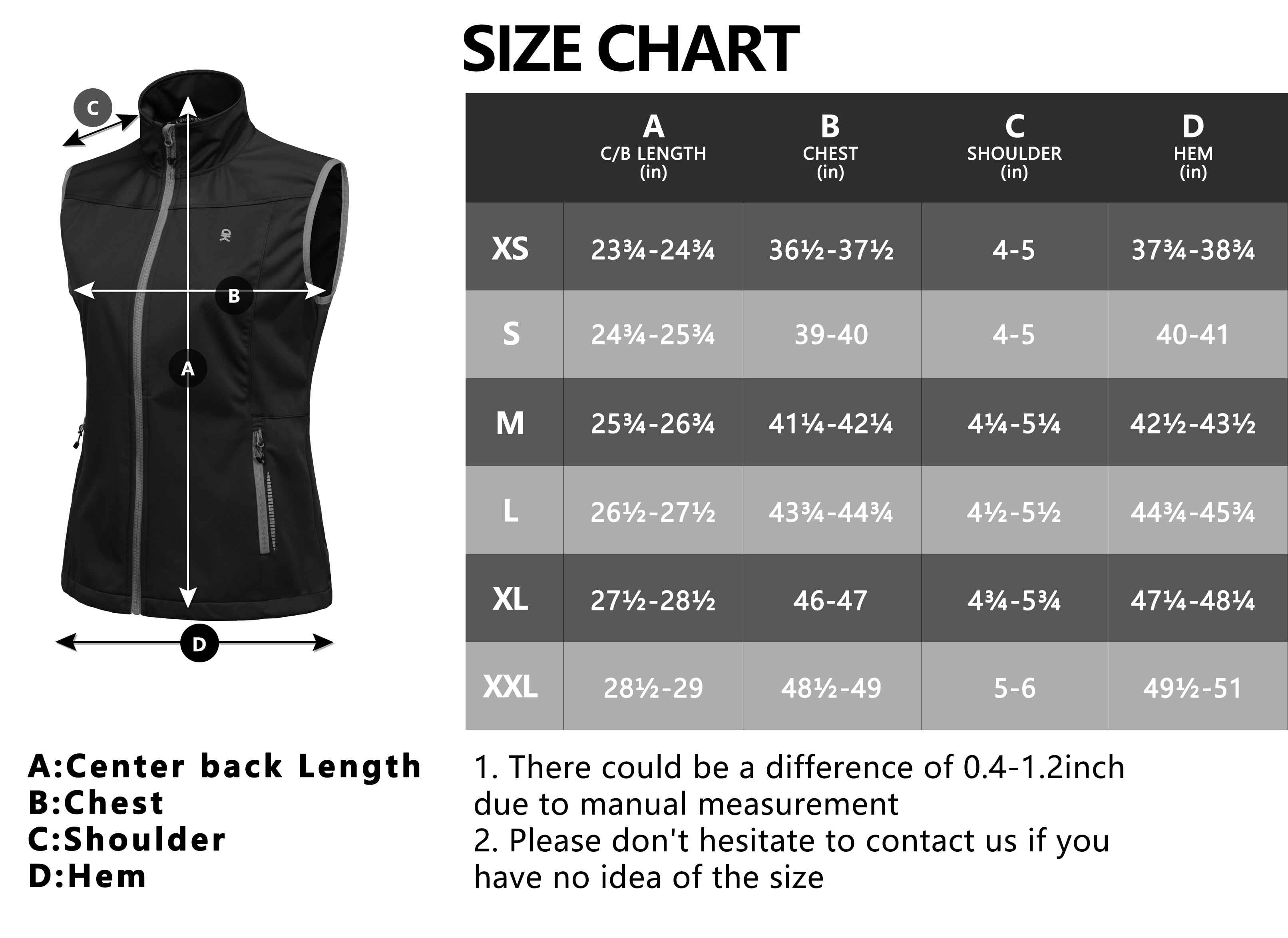 Little Donkey Andy Women's Lightweight Softshell Vest Windproof Sleeveless Jacket for Running Hiking Travel Reflective Black XL