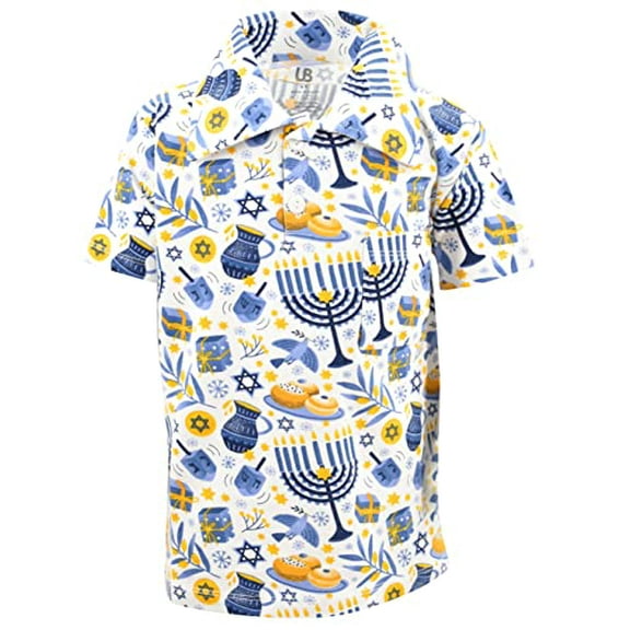 Unique Baby Boys Hanukkah Celebration Polo T Shirt (3Y, Blue)
