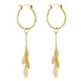 thumbnail image 1 of 1 par de pendientes colgantes de borlas de hojas de plata chapados en oro , aro pulido alto, elegante para mujer, 5 cm de lo Yinane Pendientes colgantes de hojas, 1 of 8